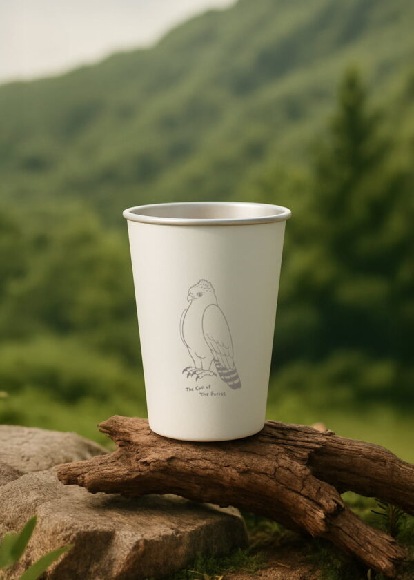 熊鷹霧面磨沙白不鏽鋼杯：圖片 2