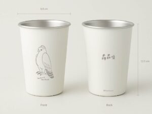 熊鷹霧面磨沙白不鏽鋼杯